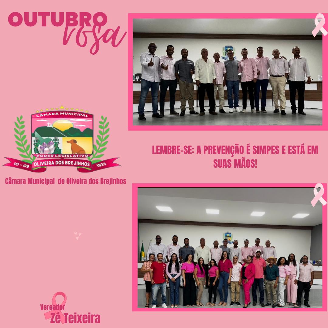 A Câmara Municipal de Oliveira dos Brejinhos - BA, abraça a Campanha Nacional Outubro Rosa, mês dedicado à prevenção do câncer de mama. 